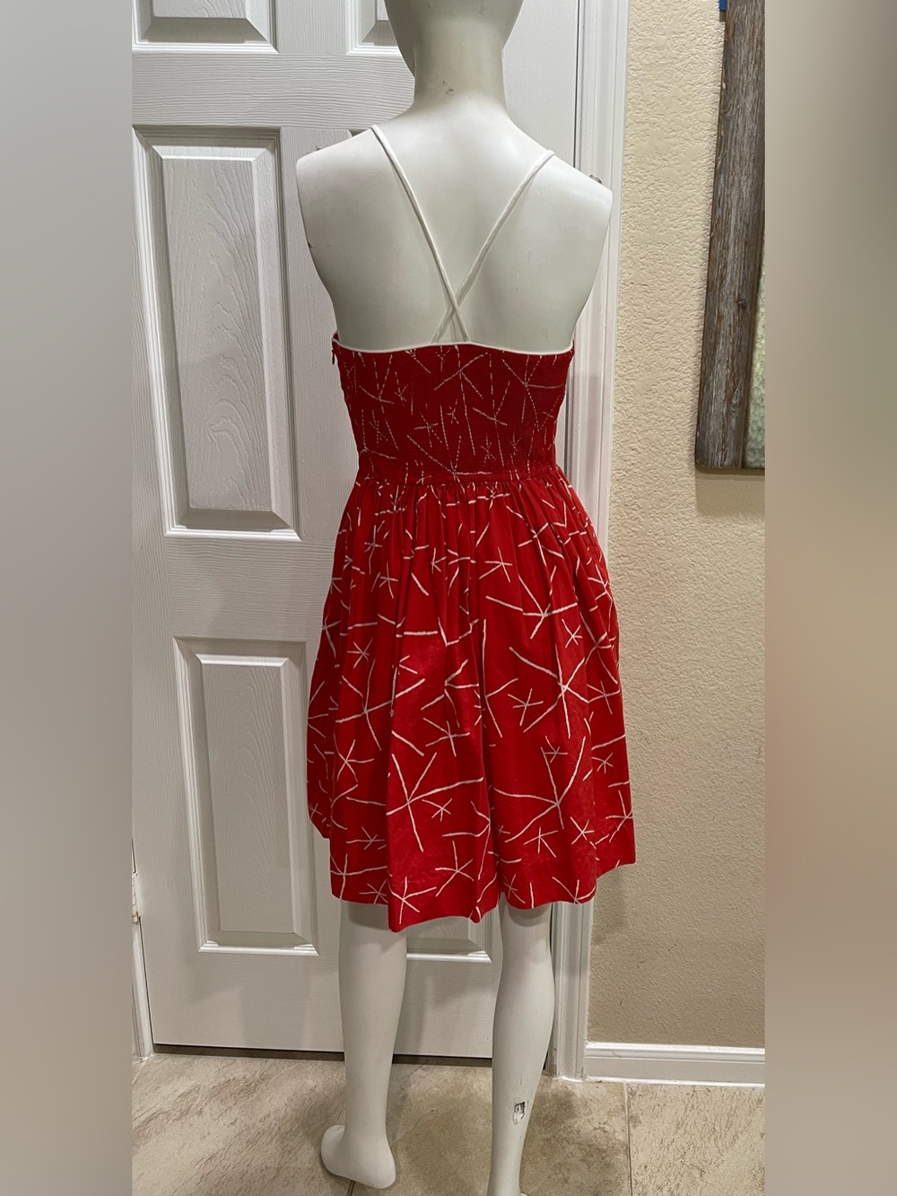 Vintage Anthropologie Girls From Savoy in Red "Nostalgic Asterisk" Dress Size 4 - Picture 3 of 14